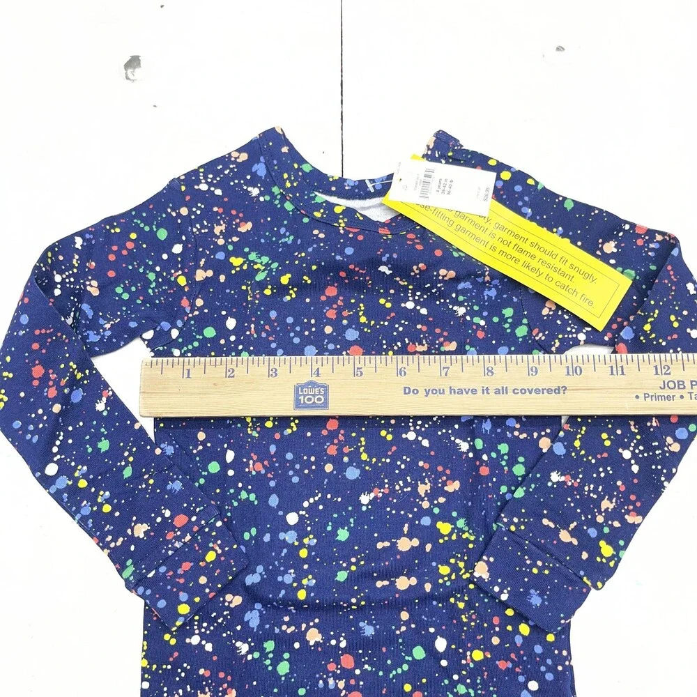 Gap Pajama Set Kids 4 Years Multicolor Paint Splatter Cotton 2 Piece Sleepwear